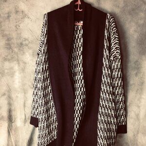 Liz Claiborne Women's Size XXL Sweater Cardigan Open Front Cream Midnight Purple